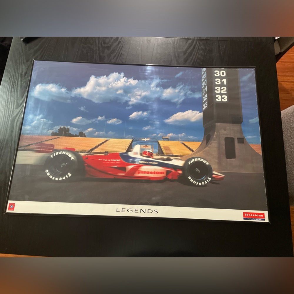 Vintage Firestone Patrick Racing Framed Poster 1990 Indy 500 Racing 24”x36”